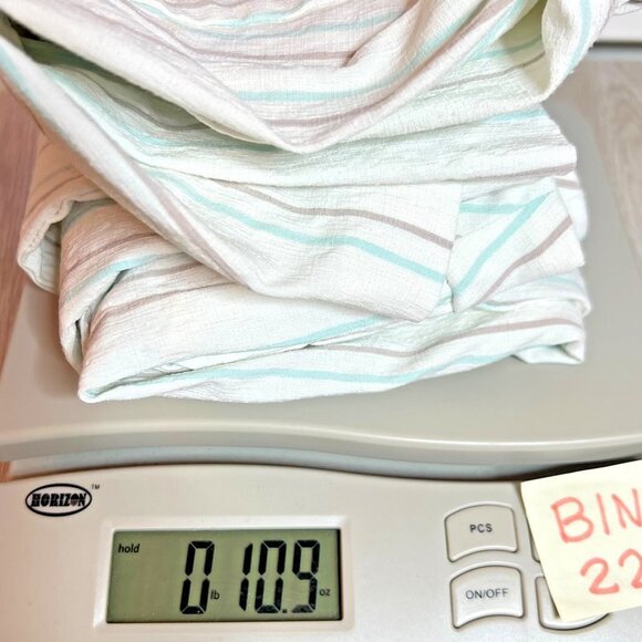 Kate Park Bermuda Shorts Women's 18W White with Baby Blue and Beige Stripes - Picture 9 of 9